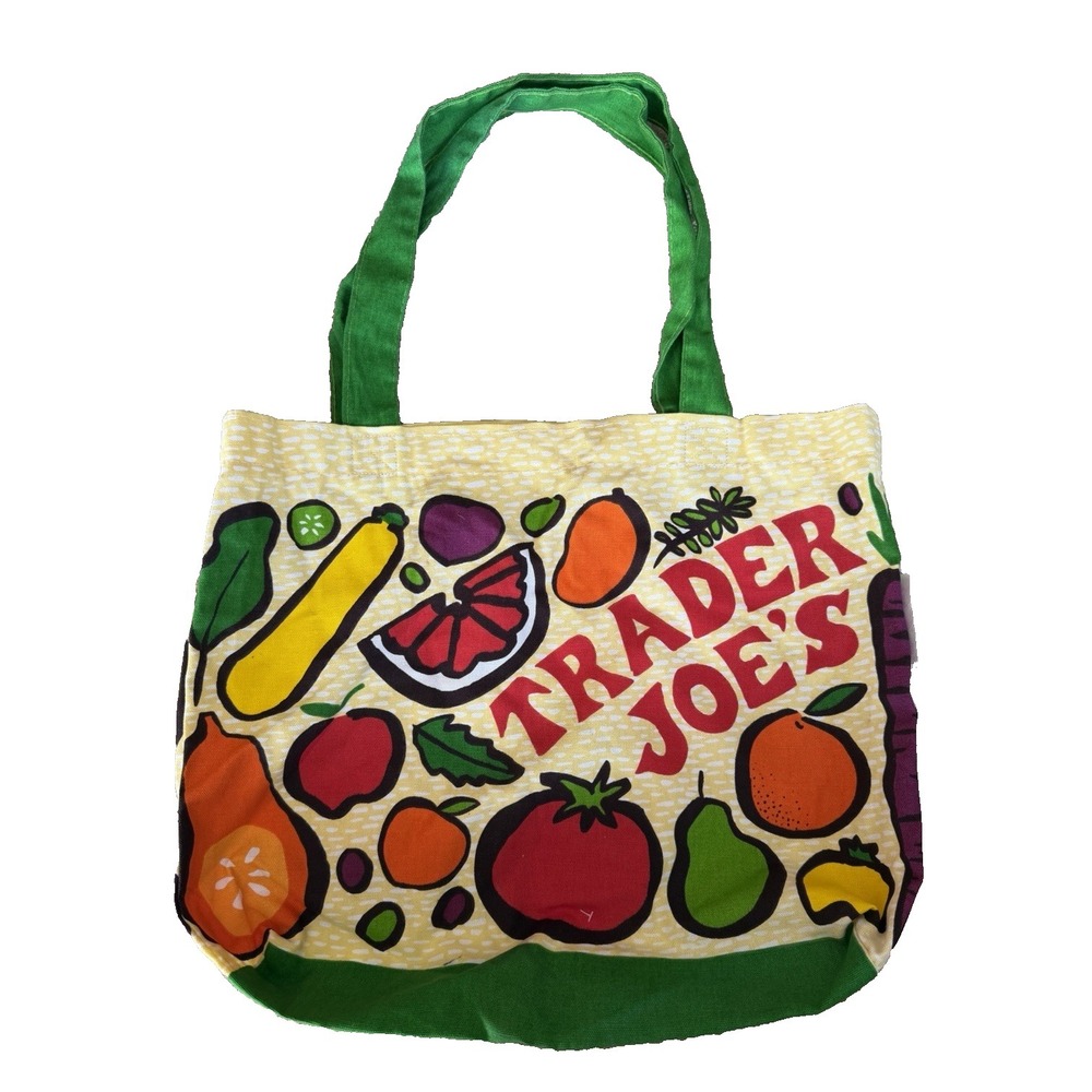 TRADER JOE'S Reusable Canvas USA Shopping Grocery Tote Bag Fruit Vegetable
